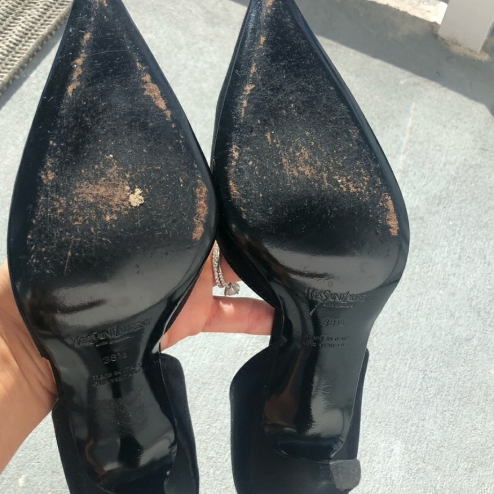 YSL Yves Saint Laurent black satin pumps - Picture 4 of 6